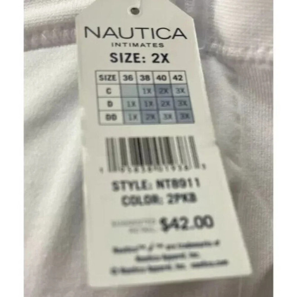 Nautica Plus 2X White-Navy Logo Ruched Front Removable Pads Strapless Bra-2-Pk - Picture 6 of 6